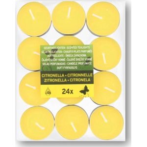 Citronella kaarsen - Geurkaarsjes - Geurtheelichten - 24stuks - Tegen insecten/vliegen - Anti muggen - Waxinelichtjes.