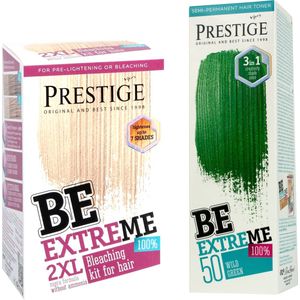 Prestige Semi-Permanente Haarkleuring - Bleach Kit & Wild Green Kleuring - Voordeelverpakking 2 x 100ML