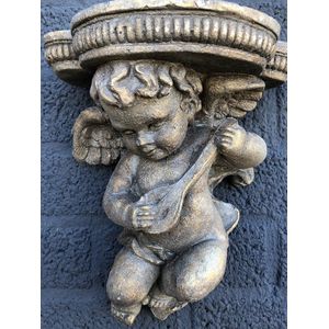 Wandornament-console Engel, bloemhouder, polystone, prachtige eye-catcher.