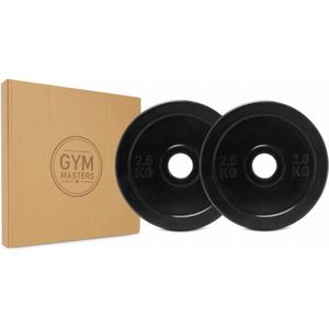 Gym Masters | 2,5 KG (set van 2 stuks) - Olympische Halterschijven / Halterschijf / Bumper Plate - 50 mm - Crossfit / Krachttraining - 2,5KG / 50mm - Zwart