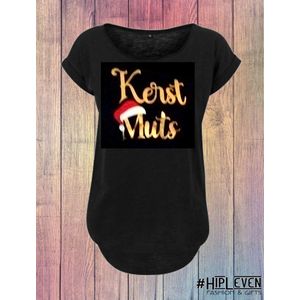 Shirt met lange rug ""Kerst Muts"" Zwart / 4XL (50-52)