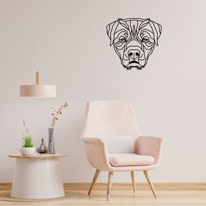 Geometrische Rottweiler - H 59cm B 63cm (XL) - Line art - Wall art - Muurdecoratie zwart - Van Aaken Design