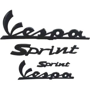 Sticker Set 4-Delig Logo 3D Glans Zwart | Vespa Sprint