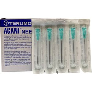 Terumo - Gelaat Steriele Naalden - 21g - 0.8 x 38 mm - Groen - Gerstkorrel - Milia - Comedonen - 100 Stuks