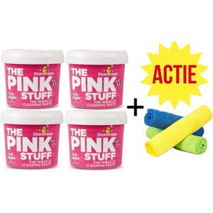 ACTIE - The Pink Stuff - 4x 500 gram + GRATIS 3x microvezeldoek - Allesreiniger - Wonder Schoonmaakpasta - HET Wonder Schoonmaakmiddel - The Miracle Allesreiniger