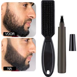 Professionele Baard Pen DONKER BRUIN (+ BORSTEL) Baardstift bruin - Baardvuller - Baardpen bruin - Baardgroei - Beard pen -