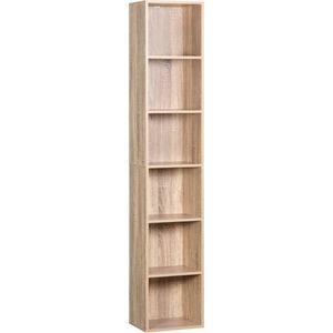 Luxe Opbergkast - Boekenkast - Smalle Kaste - Opberg Kast - Wandkast - 6 Planken - Hout - Oak bruin