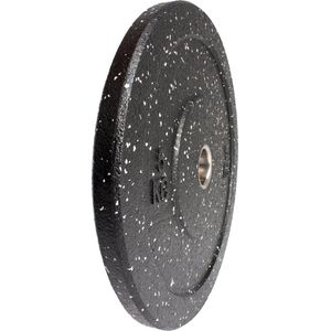 Bumper plate/ Olympische halterschijf - 5KG - 50/ 51mm Ø - Zwart/ Wit - Fitness