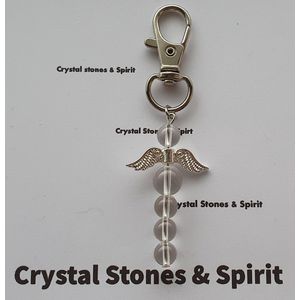 Geboortesteen April ""Bergkristal"" sleutelhanger zilverkleurig