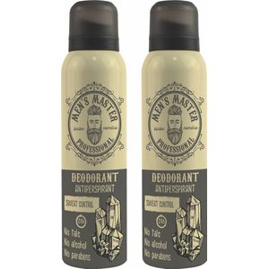 Men's Master Deodorant Voordeelverpakking Mannen - Vanille Houtachtige Geur - Anti Witte Sporen & 24u Bescherming - 2 x 150ml