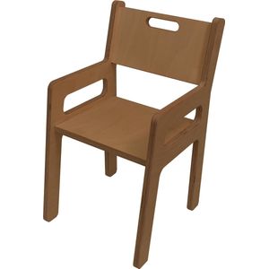 Kinderstoel met leuning - Kinderstoeltje 3-8 jaar - Zithoogte 30cm - Van Aaken Design - Gemaakt in Nederland - Hout - 18mm Berken Multiplex