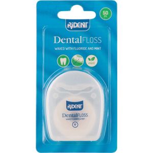 DentalFloss - Rident - Flosdraad - 50m - Met fluoride - Mint smaak - Verwijdert tandplak - Mondhygiëne - Voor sterker tandvlees.
