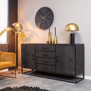 Meubels4nu - Boston - Dressoir - 165cm - Mangohout - Snelle levering - Zwart