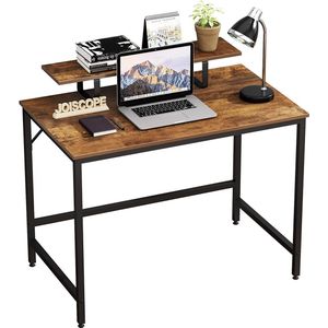 Bureau | Computertafel | Werktafel | Eikenkleur | Hout | Vintage | Opbergvak | 100 x 60 Cm