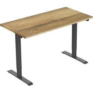 OrangeLabel Euroseats Z1 Desk Zit/sta met alu zilver frame met blad 160x80 Natuur eik. Elektrisch verstelbaar met 1 motor