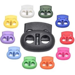 Cord lock 2 gat - per 4 stuks - koordstopper - geel