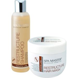 Spa Master Keratine Therapy Set - Shampoo 200ml & Haarmasker 500ml - Voor Beschadigd Haar - Zonder Siliconen - 700ml