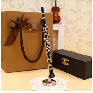 Mini-muziekinstrumentornamenten Mini Klarinet Model Muziekinstrument Miniatuur Bureau Decor Display Met Zwart Lederen Doos