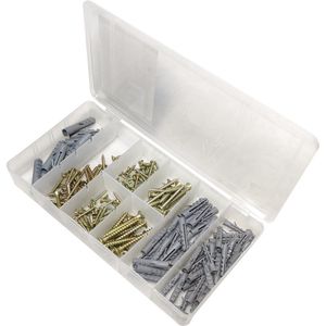 Schroef en plug set 178 delig schroeven pluggen spaanplaat schroefjes