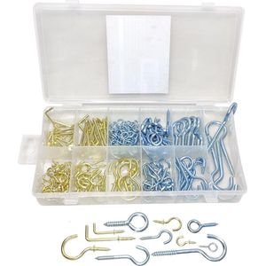 Schroefhaken en ogen assortiment 214 delig schroefogen en schroef haken