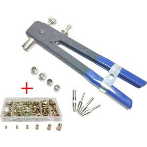 Blindklinkmoer tang set blindklink moeren M4 M5 M6 M8 geribbeld staal + 150 delige set