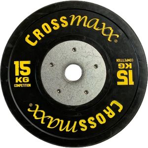 Lifemaxx Crossmaxx Competition Bumper Plate - Halterschijf - Zwart -  50 mm - 15 kg