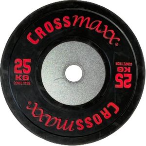 Lifemaxx Crossmaxx Competition Bumper Plate - Halterschijf - Zwart -  50 mm - 25 kg