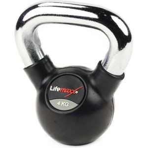 Lifemaxx Rubberen Kettlebell - met Chromen Handvat - 4 kg