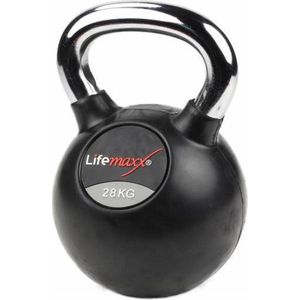 LMX Rubberen Kettlebell - met Chroom handvat - 20 kilo - Zwart - One Size