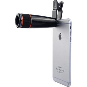 Smartphone lens 12x zoom met clip zwart