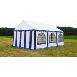 Partytent 6x3 PVC - Premium | Blauw / wit