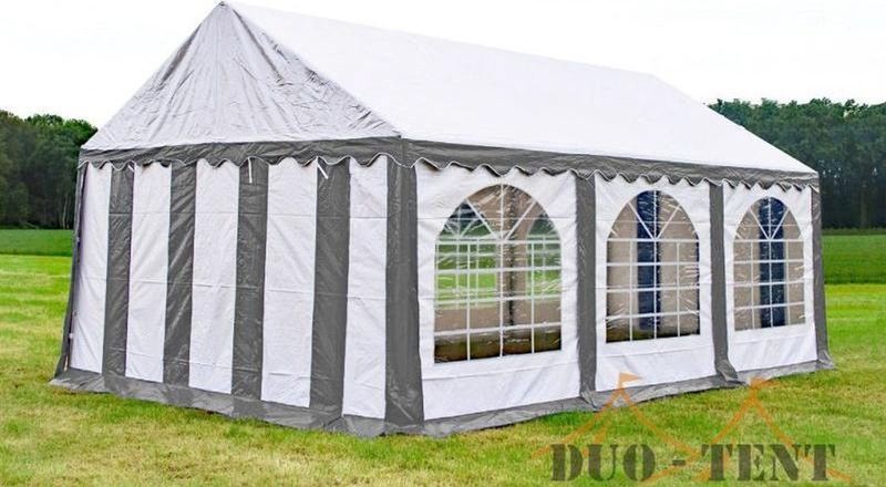 Partytent 6x4 PVC - Premium | Grijs / wit