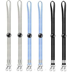 6 stuks maskerbanden voor mondbescherming, inclusief zwart/wit/blauwe maskerketting, voor maskerketting, instelbaar, kinderen/dames/heren, grijs
