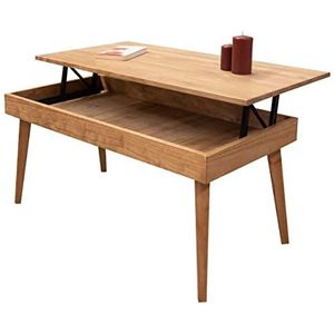 LoMasCasa - Opklapbare salontafel met lade, model Karol in vintage-stijl met houten oppervlak, gemaakt van massief grenenhout, afmetingen: 100 x 50 x 47 cm