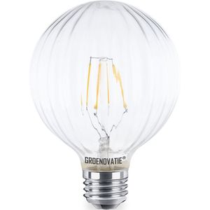 Groenovatie LED Filament Geribbeld Globelamp - E27 Fitting - 4W - Warm Wit - Dimbaar