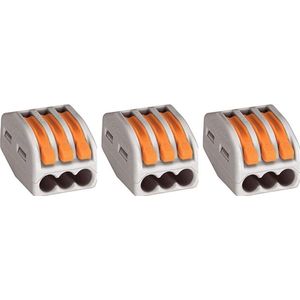 Wago Lasklem 222-413 0.8-4mm² - 3 Klemposities - Grijs - 3-Pack