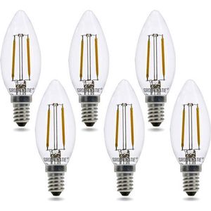 LED Filament Kaarslamp E14 Fitting - 2W - Extra Warm Wit - Dimbaar - 6-Pack