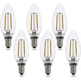 LED Filament Kaarslamp - E14 Fitting - Dimbaar - Warm Wit - 6-Pack