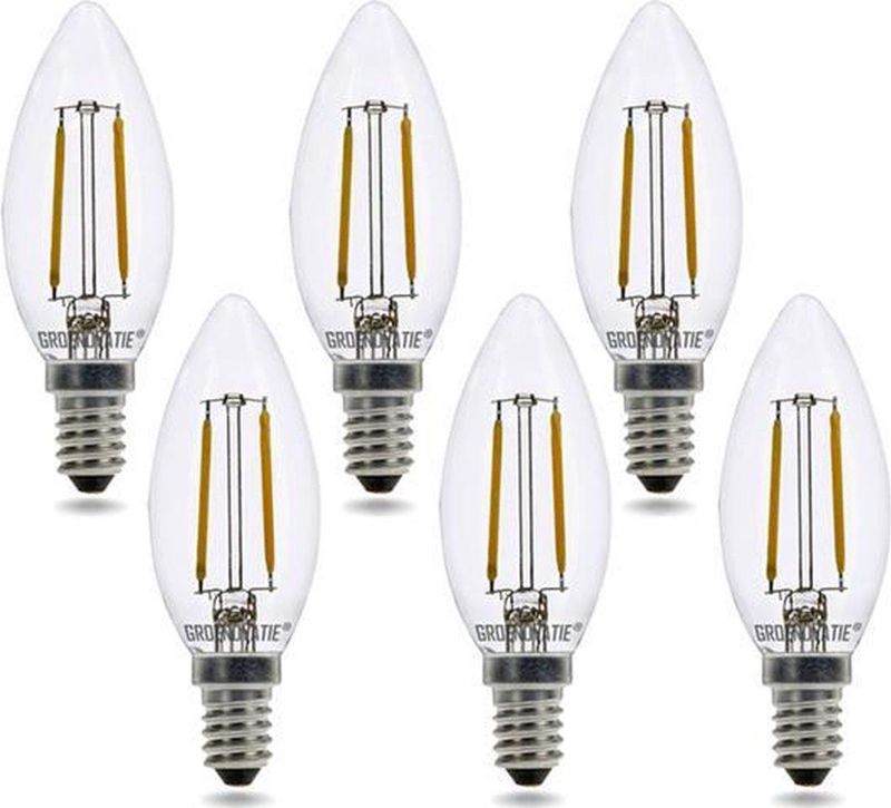 LED Filament Kaarslamp - E14 Fitting - Dimbaar - Warm Wit - 6-Pack