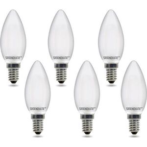Groenovatie LED Filament Kaarslamp E14 Fitting - 2W - Warm Wit - 6-Pack - Dimbaar - Mat