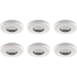 Inbouwspot, Rond, Waterdicht IP54, Ø85 mm, Mat Wit, 6-Pack