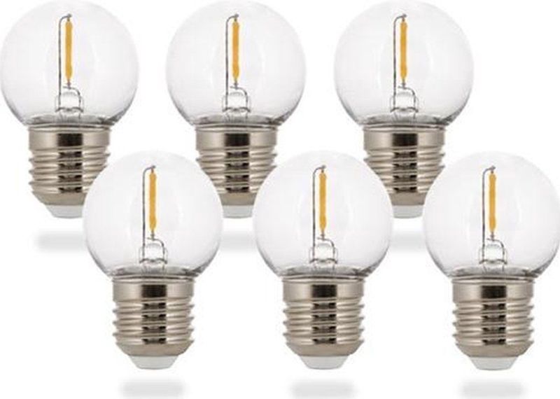 Groenovatie LED Filament - E27 Fitting - Kogellamp G40 - 1W - Extra Warm Wit - 6-Pack