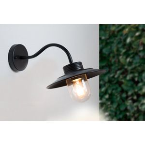 Industriële Wandlamp Metaal En Glas Voor Buiten, Zwart