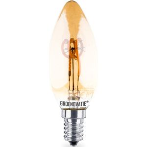 E14 LED Filament Kaarslamp Goud 4W Spiral Extra Warm Wit Dimbaar