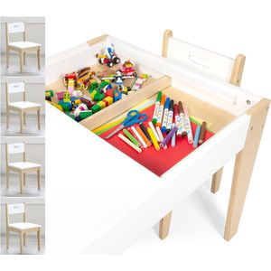 Beboonz Storage kindertafel met 4 stoelen-met opbergruimte-voor kinderen-speeltafel-Hout-Bruin-wit