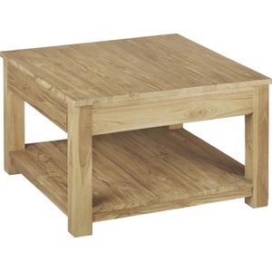 Teakea - Teak salontafel met lade en onderblad | Vierkant | 50x50x45