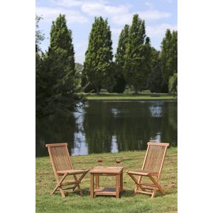 Teakea - Terrace Tuinset | Tuin tuintafel met onderblad + 2 vouwstoelen