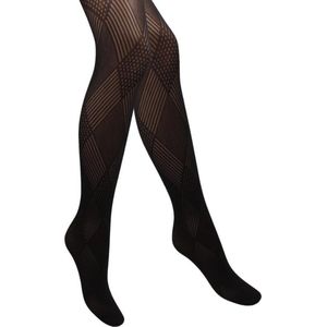 Fantasy panty - Motief - Geruit/Gestreept - Zwart - Maat S (38-40)