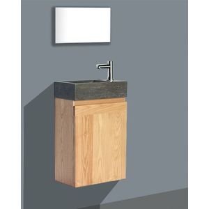 Lambini Designs Wood Stone toiletmeubel eiken met natuursteen rechts