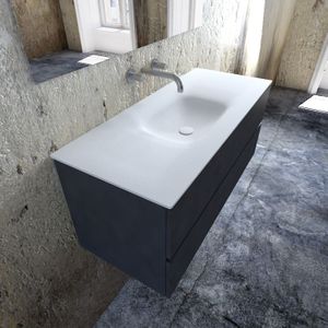 Zaro Valencia Solid Surface badmeubel 120cm mat antraciet zonder kraangat spoelbak midden